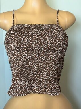 American Eagle Outfitters Brown Floral Smocked top